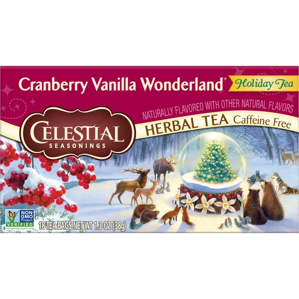 Celestial Seasonings Herbal Tea, Cranberry Vanilla Wonderland, 18 Count (Pack of 6)