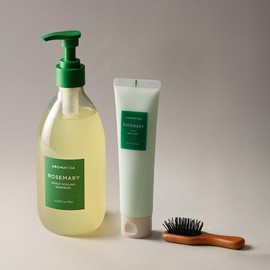 Aromatica Nourishing routine that fills with treatment and smooths with a wooden brush