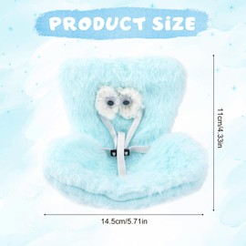 BOXOB Car Seat for Dolls & Stuffed Toys, Plush Safety Chair with Soft Furry Cushion Cute Car Air Vent Clips Ornaments Blue Decorative Sofa Desktop Decor Accessory to Display 10-17cm Dolls (Big Eyes)