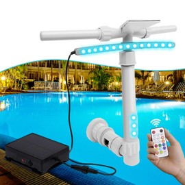 Pool Fountain with Lights for Above and Inground Pools, Triple Spray Solar Power Pool Waterfall Sprinkler Chiller Aerator, Water Fountain Swimming Pool Accessories with 9-Color Lights and 4 Modes