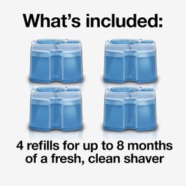 Braun Clean & Renew Refill Cartridges CCR, Replacement Shaver Cleaner Liquid Solution for Clean&Charge System, Pack of 4