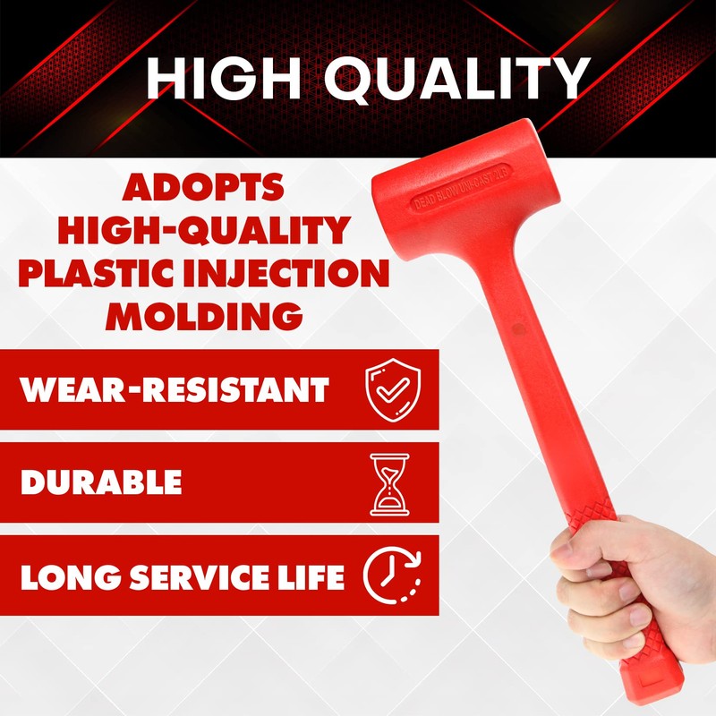 YIYITOOLS 1LB Dead Blow Hammer- Red, Mallet | Machinist Tools
