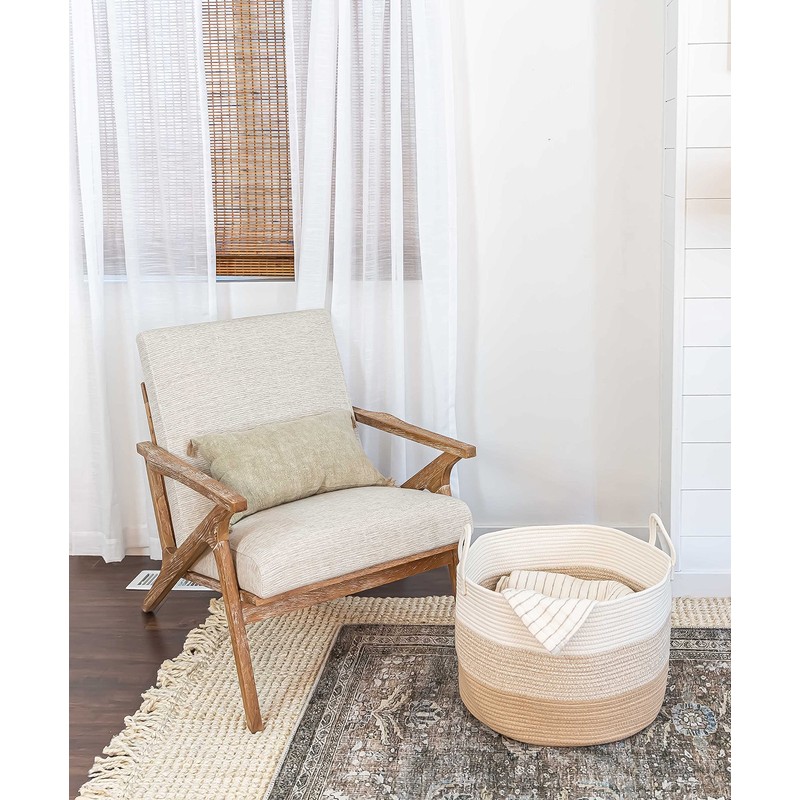 OrganiHaus Large Woven Storage Basket for Blankets and Toys 20"