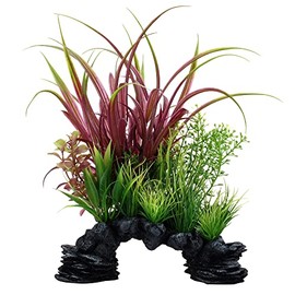 Fluval Aqualife Red Sagittarius Plant Mix, Plastic Aquarium Plant Decoration