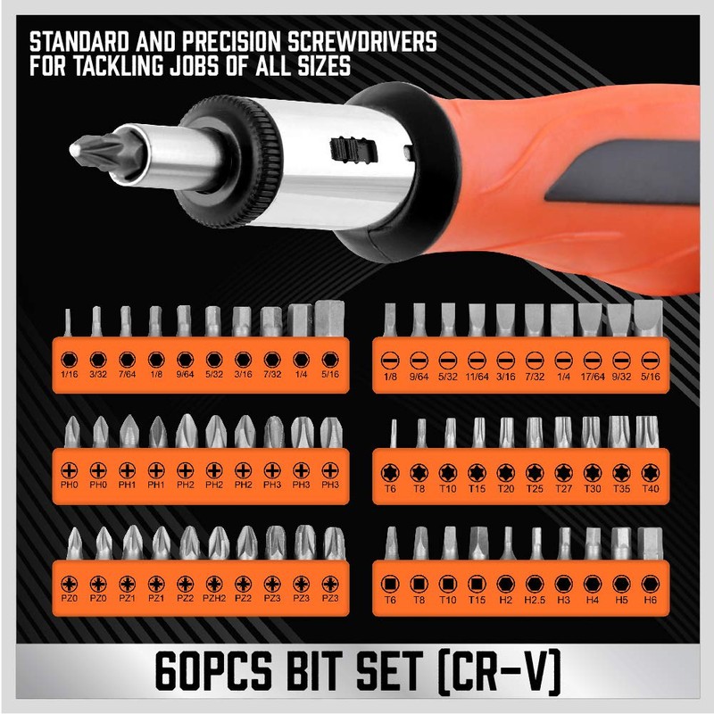 124-Piece Magnetic Screwdriver Set with Plastic Racking, Precision Screwdrivers, Magnetizer,