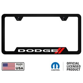 Au-TOMOTIVE GOLD Dodge Stripe Logo Universal Black Unbreakable Polycarbonate License Plate Frame