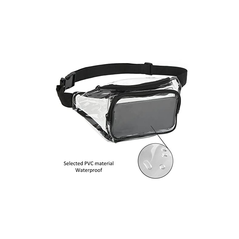 Riñonera Transparente, Riñonera Transparente PVC Multifuncional para Salidas Diarias (Negro)