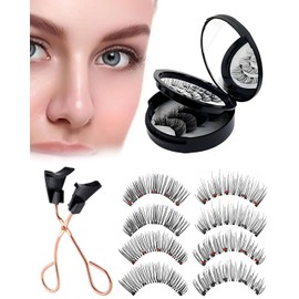 ZEXIJOW 4 Paare Magnetische Wimpern Wasserfest Kein Kleber erforderlich Natürlicher Look Zwei Verschiedene Wimpern Magnetisch Wiederverwendbar mit 1 Stk Zange 3D Wimpern Magnetisch Kit