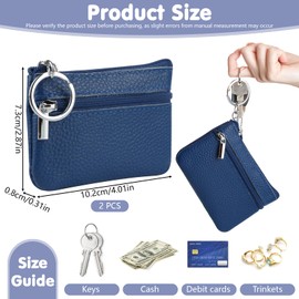 Deepton Pack of 2 Women's Key Case, Key Bag, Mini Purse, Women's Key Case Made of PU Leather, Car Keys, black