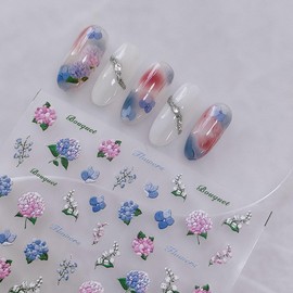 Nail Stickers, Set of 2, 3D Decor, Spring, Japanese Style, Small Flowers, Butterfly, Ribbon, Nail Decoration Sticker, Easy Art, Removable, Stylish, Popular (2783)