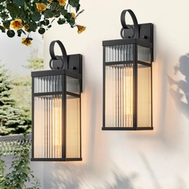 OUPACOCS Black Outdoor Porch Lights Fixture, Modern Wall Lantern, Waterproof Exterior Sconce Lighting Wall Mount for House, Patio, Set of 2