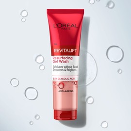 L’Oreal Paris 3.5% Glycolic Acid Cleanser, Revitalift Glycolic Resurfacing Gel Wash, Gently Exfoliates To Smooth & Brighten Skin – 150ml