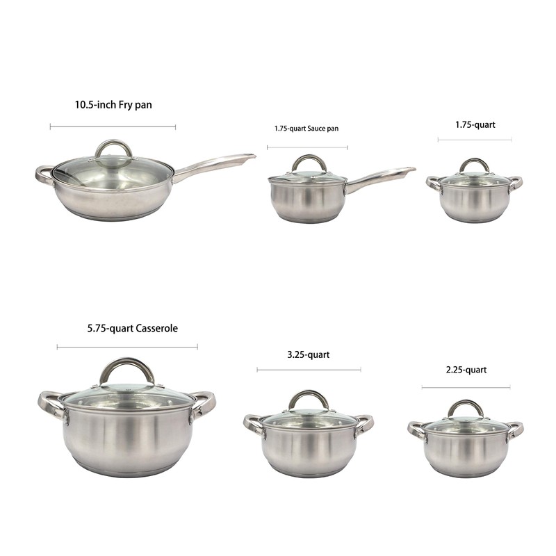Heim Concept Cookware Set W-001 12-Piece Stainless Steel Pots and