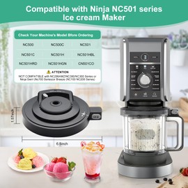 Outer Bowl Lid Replacement For Ninja Creami Deluxe Ice Cream Maker, Creami Deluxe Lid Compatible with Ninja NC501 NC500 Series, Reusable Creami Accessories Parts (NO Paddle)