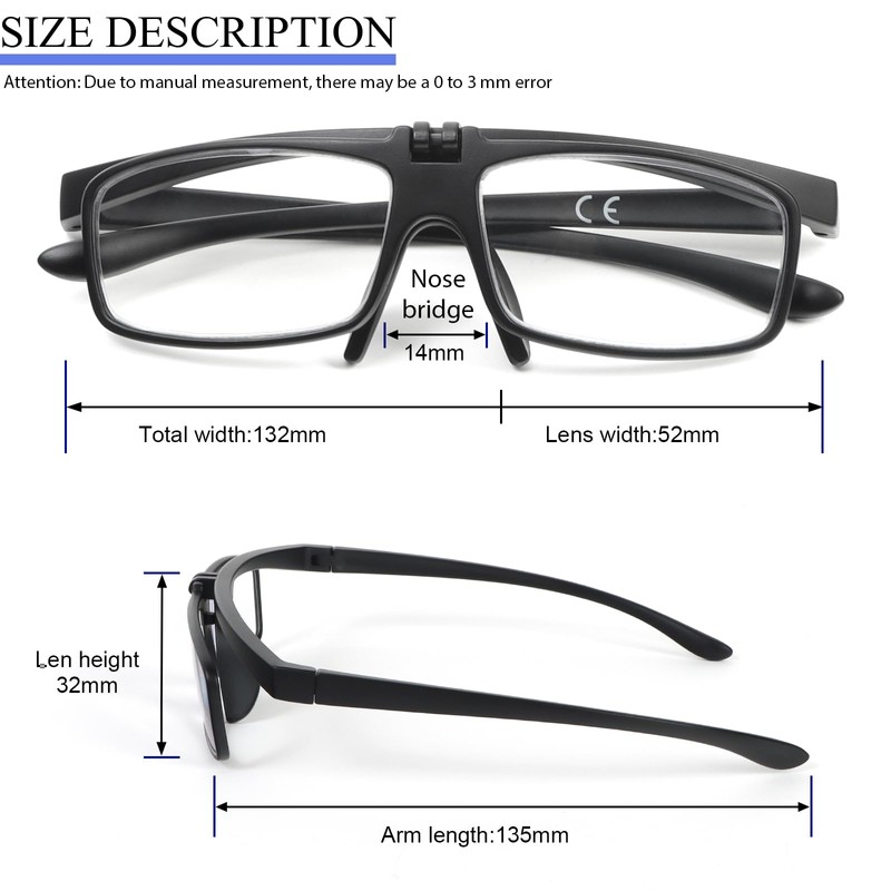 MMOWW 2 Pack Flip Up Reading Glasses for Close Work