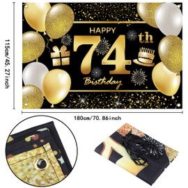 74th Happy Birthday Banner IMISI Birthday Decorations Backdrop for Party