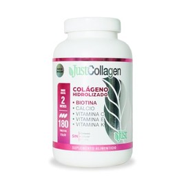 Colágeno Hidrolizado Fórmula Premium 180 Tabletas Sin Azúcar, Sin Grasas, Sin Sodio, incluye Biotina, Calcio, Magnesio, Vitamina C, E y K. Suplemento Alimenticio-Nueva Imagen JustCollagen.