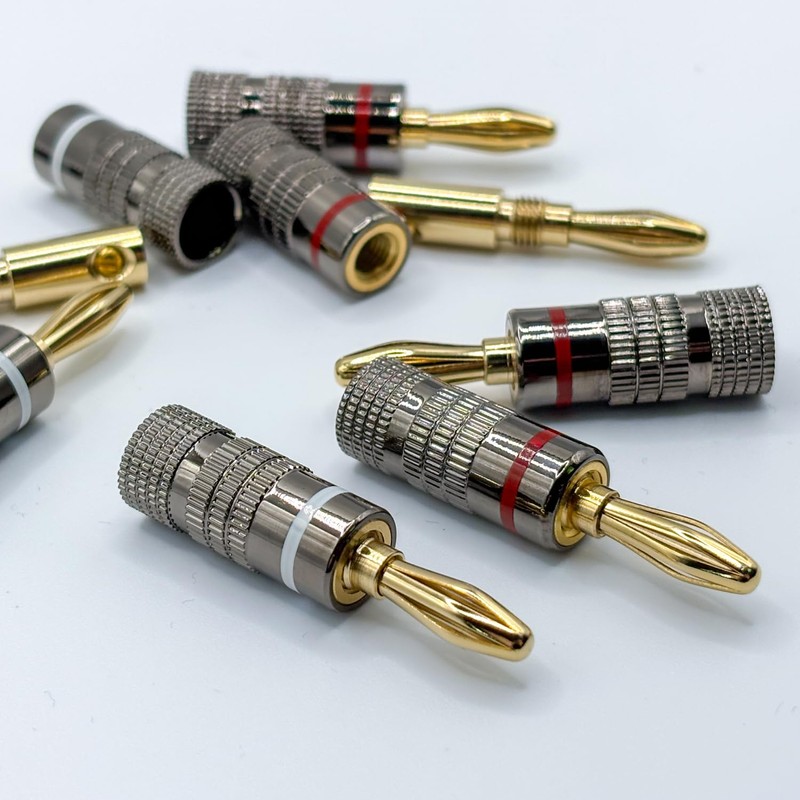 NOSTALSIC Red + White Set Solderless 24k Gold Plated Banana