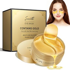 Pack of 60 24k Gold Gel Eye Pads, Eye Pads, Eye Pads Against Eye Bags, Against Wrinkles, with Hyaluron, Collagen, Moisturising Against Bags Wrinkles, Dark Circles & Puffiness