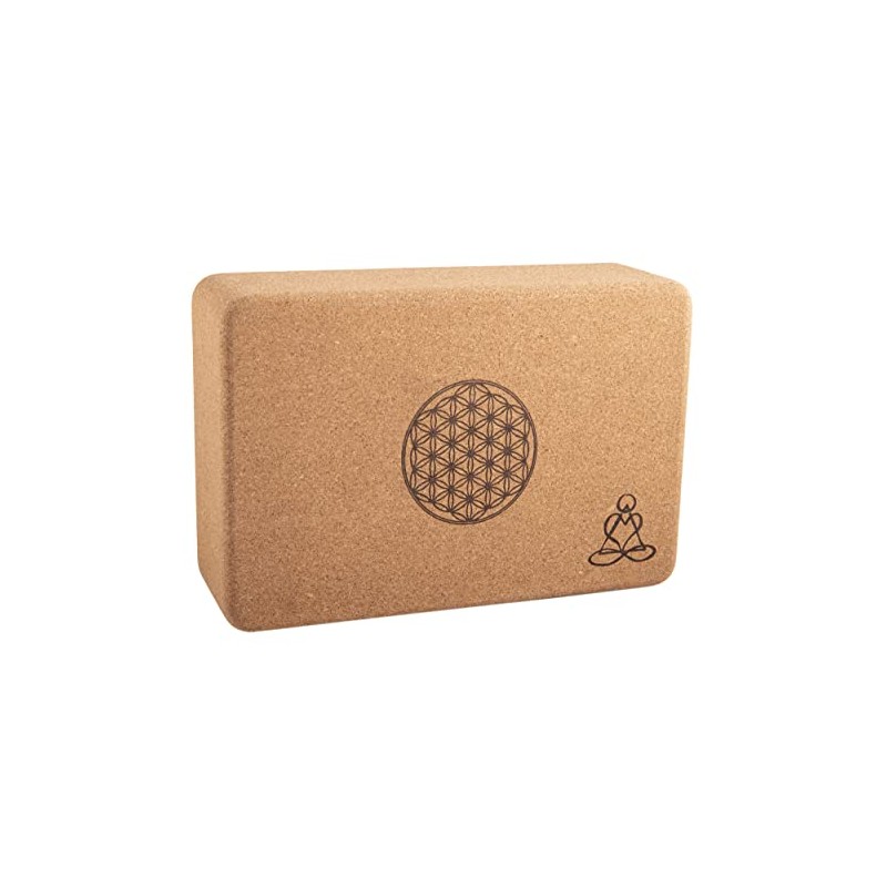 Cork Yoga Block Small with Flower of Life and Mandala