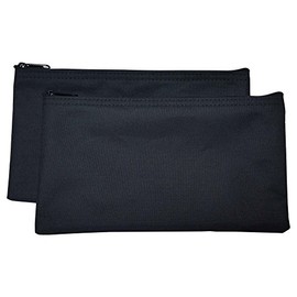 Cardinal Bag Supplies Travel Zipper Bags 11 x 6 inches Small Compact Portable Black Zippered Cloth Pouches 2 Pack CW