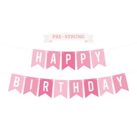 Pre-Strung Happy Birthday Banner - NO DIY - Pink Birthday Party Banner - Pre-Strung Garland on 6 ft Strands - Pink Multi Color Birthday Party Decorations for Women & Girls. Did we mention no DIY?