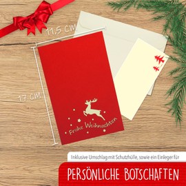 LINPOPUP®, Pop Up Cards 3D Greeting Cards Folding Cards Christmas Cards Santa Claus with Gifts on Sleigh N420