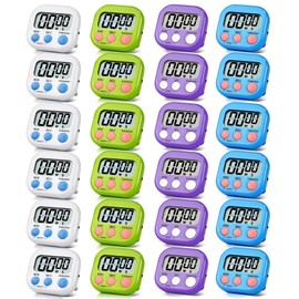 24 Pack Timers Magnetic Kitchen Timer Cooking Timers for Kitchen Digital Timer with Big Display Loud Ring Electronic Timer for Cooking, Classroom, Break Time(24, White,Green,Blue,Purple)