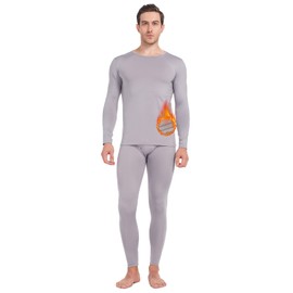 MANCYFIT Thermal Underwear for Men Long Johns Set Fleece Lined Ultra Soft Grey Large