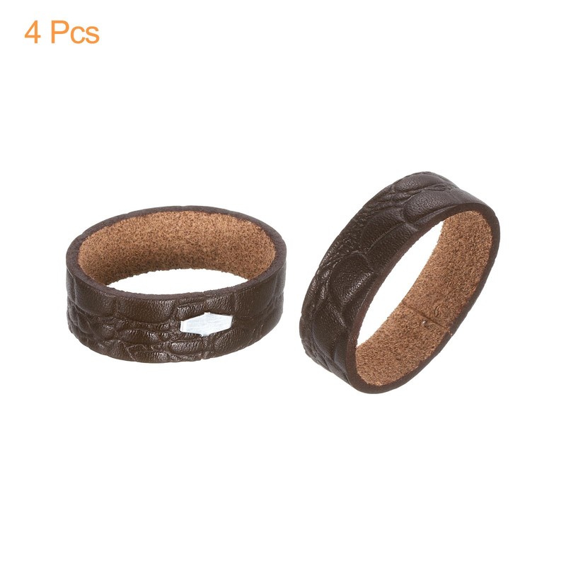 uxcell 4Pcs Leather Belt Loop Keepers - Irregular Pattern Ring