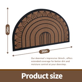Half Round Front Door Mat - Large Size Half Round Outdoor Door Mats for Home Entrance with Non Slip Rubber Backing, Water Resistant & Washable Indoor Door Mat for Entryway, (Brown)