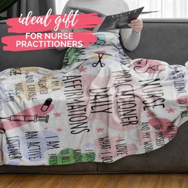 InnoBeta Nurse Practitioners Gifts for Women, Daily Affirmation Throw Blanket for Nurses Practitioners, 50 x 65 Inches, Beige