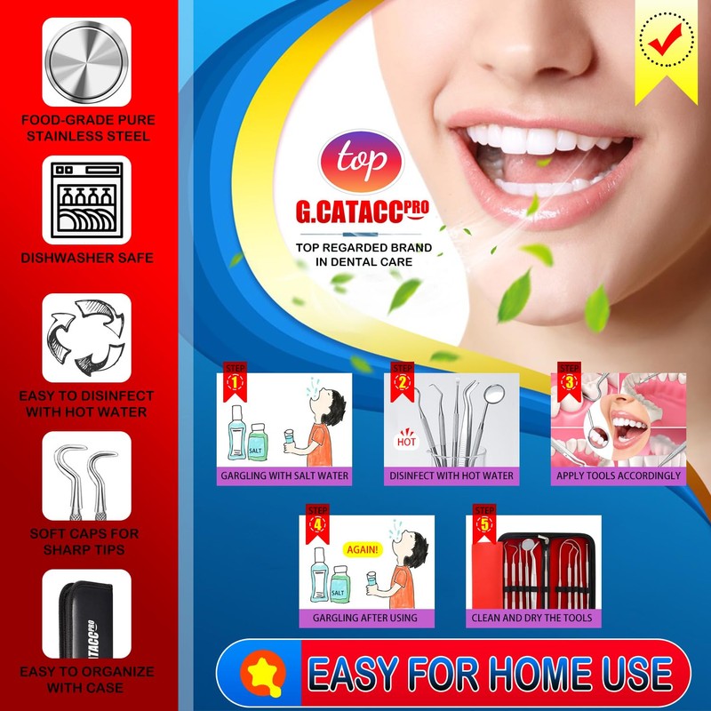 G.CATACC Dental Tools, Dental Pick Teeth Cleaning Tools Hygiene Kit,
