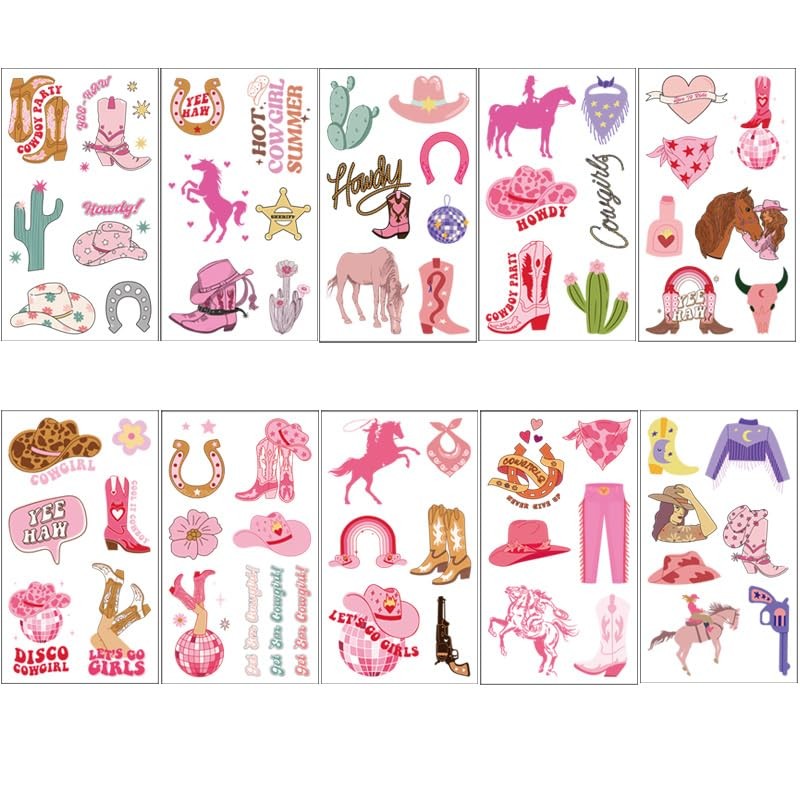 Pink Cowgirl Temporary Tattoo,
