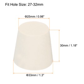 sourcing map Rubber Tapered Plug 25mm to 33mm Solid Test Tubes Bungs Stopper White for Lab Home 4 Pieces
