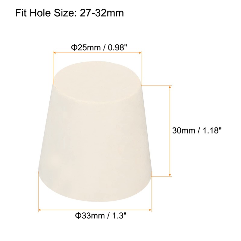 sourcing map Rubber Tapered Plug 25mm to 33mm Solid Test