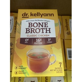 SLIM Collagen Broth Dr. Kellyann Bone Broth Packets, 7 Servings Chicken. Exp2026