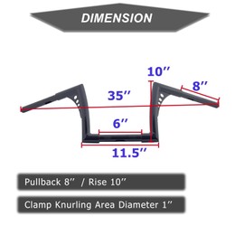 AIRCMT 10 Inch Rise 1-1/4'' Batwing Ape Hangers Handlebar Compatible With Harley Softail FLST FXST Sportster XL 883 1200 Touring Road Glide+Road King (Gloss Black)