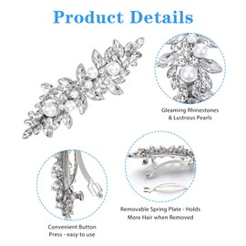 6 Pcs Rhinestone Hair Clip, Rhinestone Barrettes for Women, Elegant Bling Bridal Hair Clip for Women, Girls, Wedding, Birthday, Everyday, Valentine's Day (Silver)