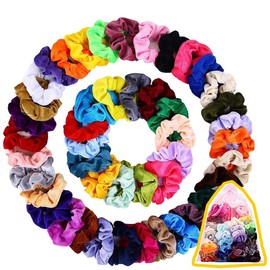 Pack of 45 Velvet Hair Bobbles, Colourful Elastic Bands, Hair Scrunchies, Elastic Hair Bands, Ponytail Hair Band for Girls, Women, Hair Accessories, 45 Colours