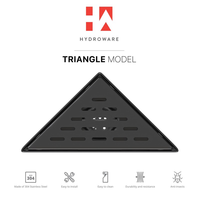 Hydroware Triangle Shower Drain - Stainless Steel Triangular Shower Floor