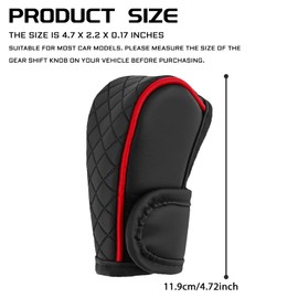 KUQUTIDY Leather Car Gear Shift Knob Cover, Anti-Slip Breathable Gear Stick Shift Knob Cover, Universal Shifter Lever Protector Cover for Cars, Trucks, SUVs, Automotive Decorative Accessories (Red)