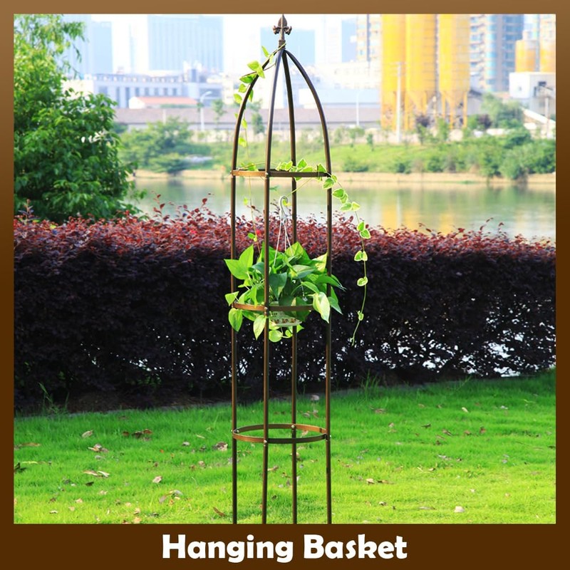 100% Metal Obelisk Garden Trellis 6.3 Feet Tall Sturdy Plant