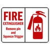 Fire Extinguisher Remove Pin and Squeeze Trigger Sign, 18x24 Inches,
