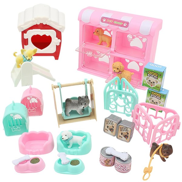 Lotvic Dog Pretend Play Toys, Dog Figures Playset, Dog House