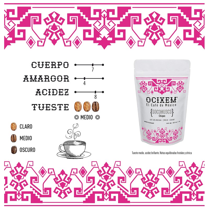 OCIXEM, Café en Grano Soconusco, Chiapas, 454 gramos