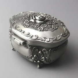 Sinzyo Embossed Zinc Alloy Music Box Metal Movement Music Box Christmas Birthday Valentine's Day (Metal Embossed Type E, Tune; Can't help falling in love)