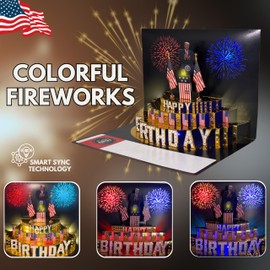 Talking Donald Pop Up Birthday Card for Men and Women with Lights & Blow-out Candle, His Real Voice Birthday Message with DIY Numbers, Funny Political Dad Birthday Gift for Men and Fans with Golden Cover