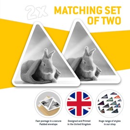 2 x Triangle Stickers 10cm - BW - ny Ginger Rabbit Pet Laptop Tablet Luggage Scrapbook #42031