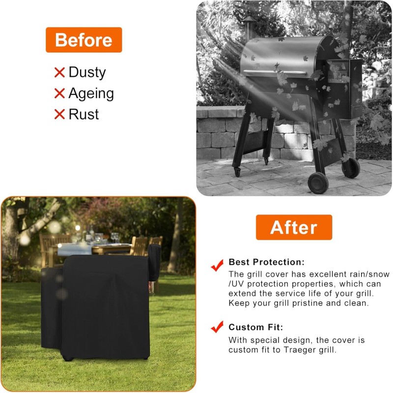 Bonnary Traeger Pro 22/575 Grill Cover – Full-Length, 600D Heavy